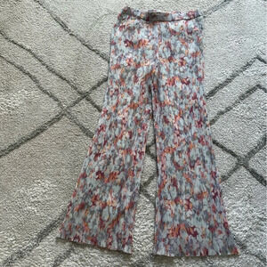 RDI floral pants flare leg pleated pull on elastic waist large